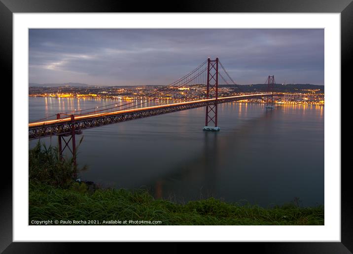 The 25th of April (25 de Abril) suspension bridge over Tagus river in Lisbon Framed Mounted Print by Paulo Rocha