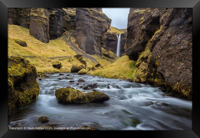 Kvernufoss waterfall in Iceland Framed Print by Paulo Rocha