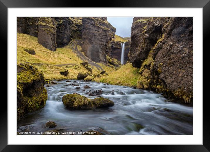 Kvernufoss waterfall in Iceland Framed Mounted Print by Paulo Rocha