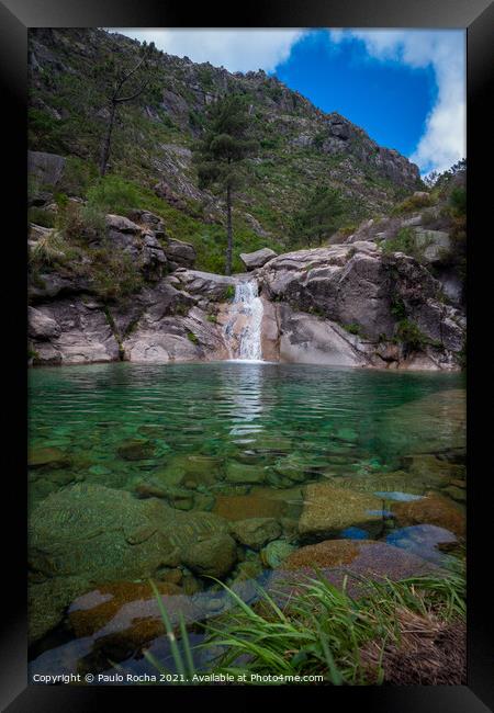 Poco azul (blue pit) waterfall in Peneda-Geres National Park, Portugal Framed Print by Paulo Rocha