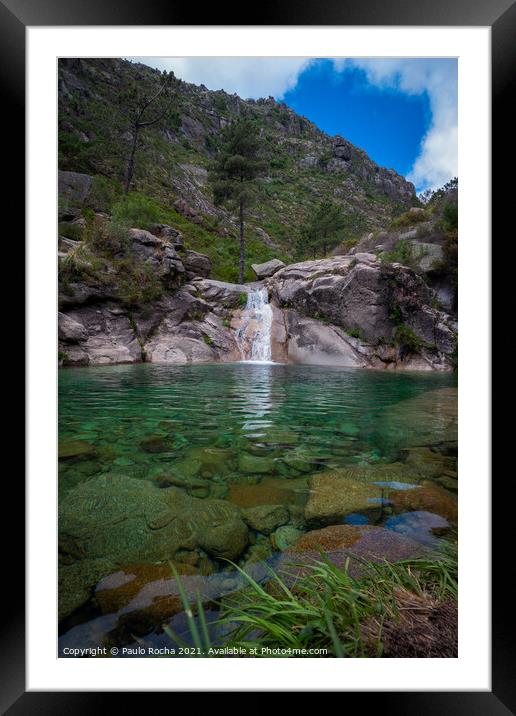 Poco azul (blue pit) waterfall in Peneda-Geres National Park, Portugal Framed Mounted Print by Paulo Rocha