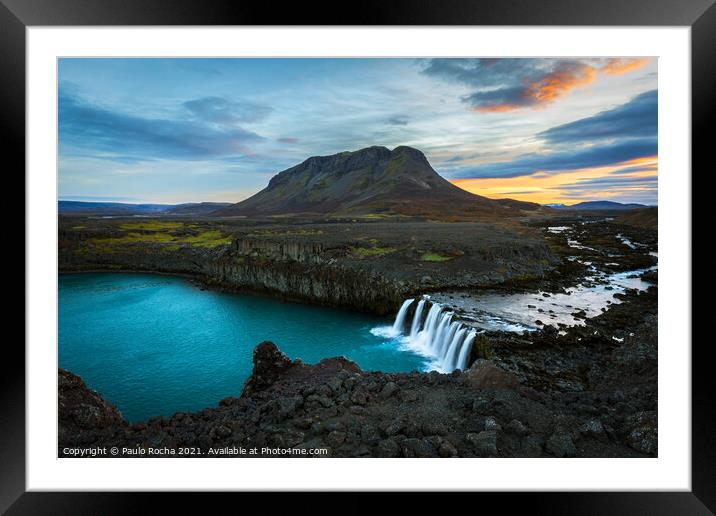 Mount Burfell and Þjófafoss waterfall, Iceland Framed Mounted Print by Paulo Rocha