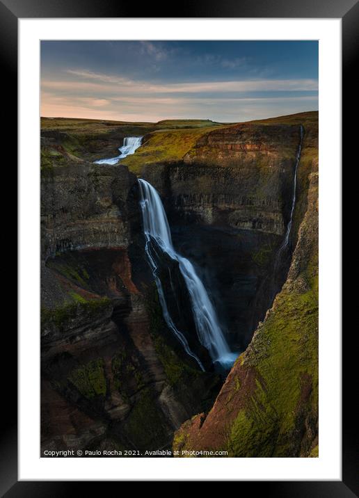 Granni waterfall in Iceland Framed Mounted Print by Paulo Rocha