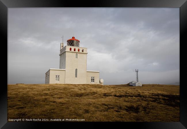 Dyrholaey lighthouse in south Iceland Framed Print by Paulo Rocha