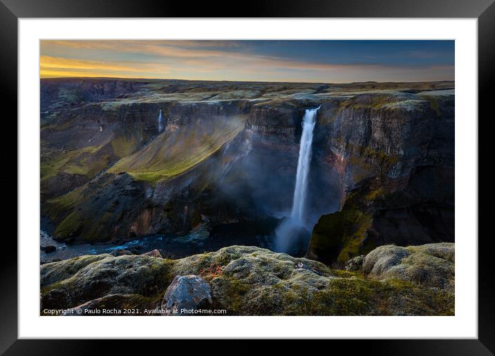 Haifoss waterfall in Iceland Framed Mounted Print by Paulo Rocha