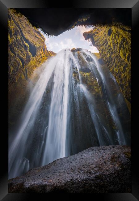 Gljufrabui waterfall inside a cave in Iceland Framed Print by Paulo Rocha