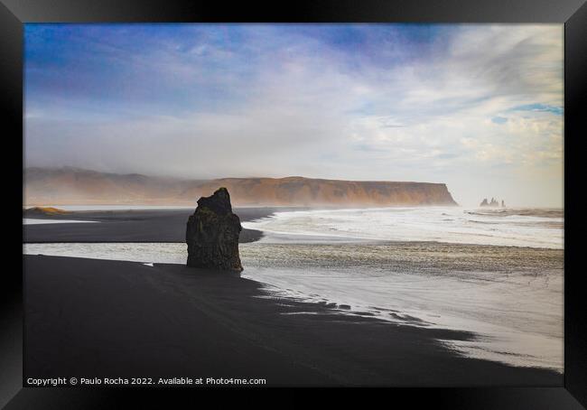 Reynisfjara black sand beach in Iceland Framed Print by Paulo Rocha