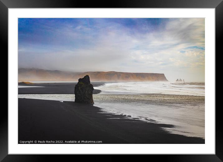 Reynisfjara black sand beach in Iceland Framed Mounted Print by Paulo Rocha