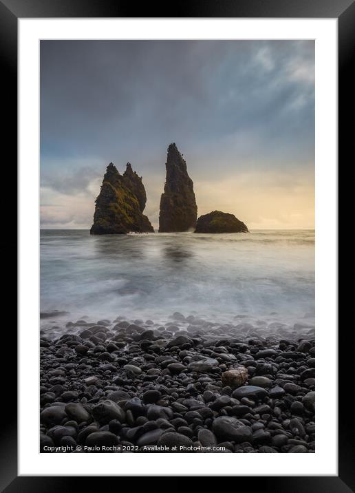 Sea stacks at Alagoa Bay, Flores Island Framed Mounted Print by Paulo Rocha