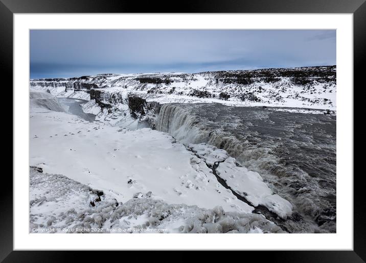 Dettifoss waterfall in Iceland. Winter time. Framed Mounted Print by Paulo Rocha