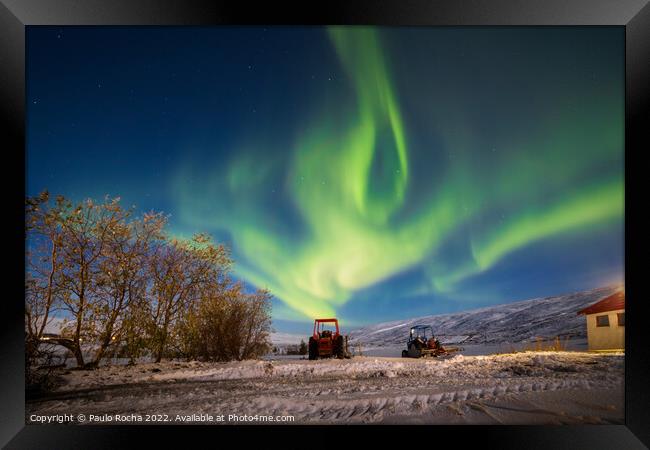 Northern lights in Laugar, Iceland Framed Print by Paulo Rocha