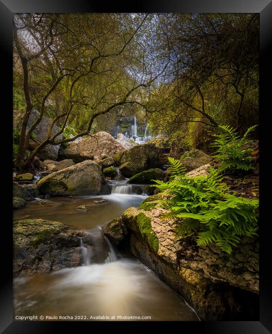 The beautiful Bajouca waterfall in Sintra, Portugal Framed Print by Paulo Rocha