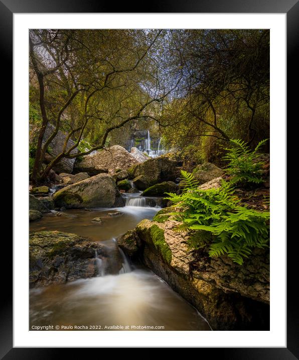 The beautiful Bajouca waterfall in Sintra, Portugal Framed Mounted Print by Paulo Rocha