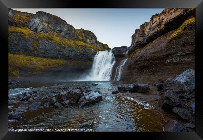 Ankafoss waterfall in northern Iceland Framed Print by Paulo Rocha