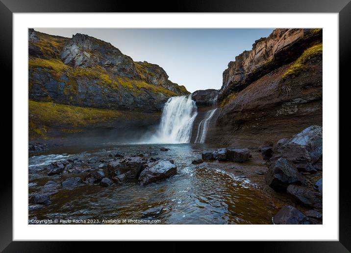 Ankafoss waterfall in northern Iceland Framed Mounted Print by Paulo Rocha