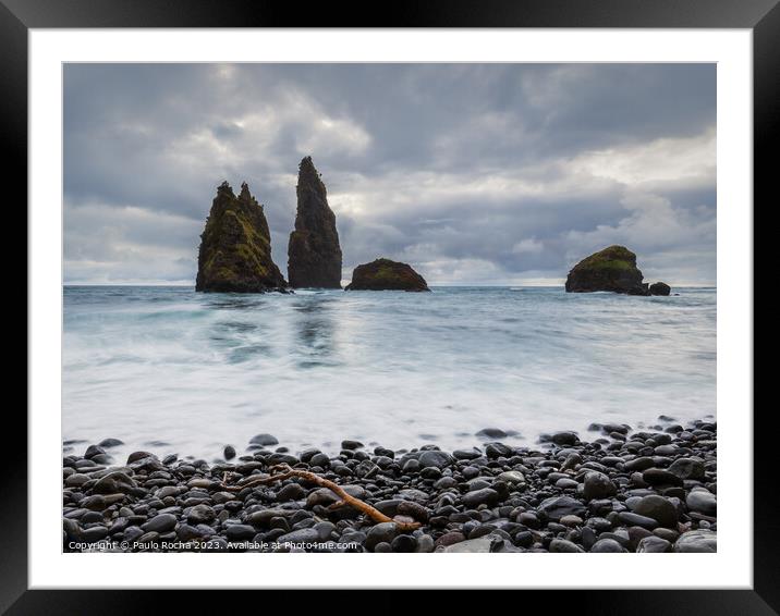 Sea stacks at Alagoa Bay, Flores Island Framed Mounted Print by Paulo Rocha