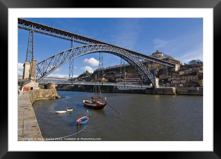 Dom Luís I Bridge over Douro river in Oporto Framed Mounted Print by Paulo Rocha