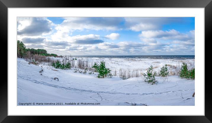 Snowy Baltic sea coast Framed Mounted Print by Maria Vonotna