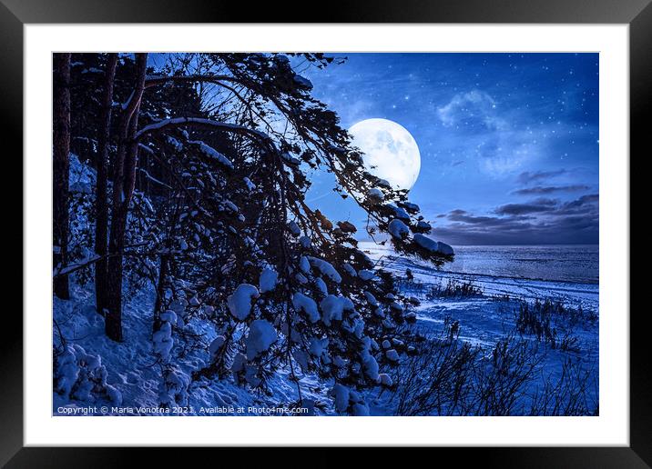 Winter night Framed Mounted Print by Maria Vonotna