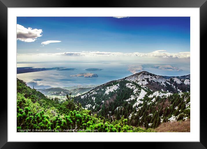 View of sea from mountains Framed Mounted Print by Maria Vonotna