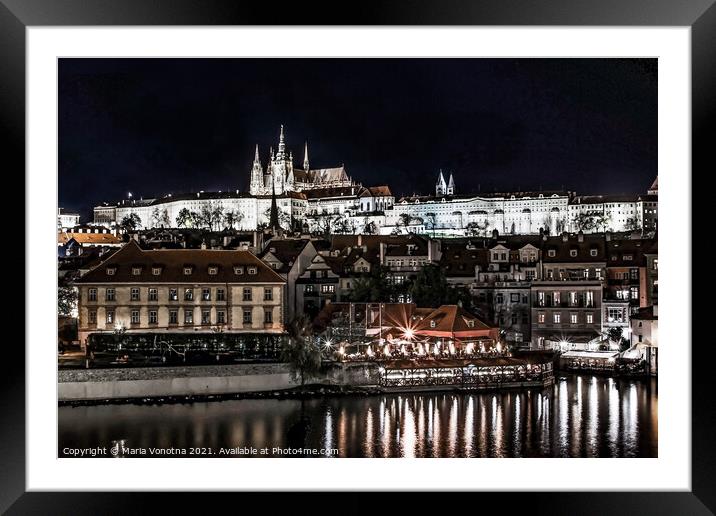 Prague Castle at night Framed Mounted Print by Maria Vonotna