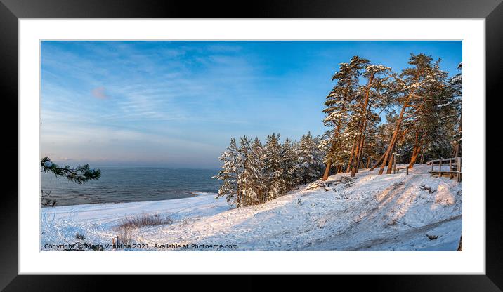 Sea coast in winter Framed Mounted Print by Maria Vonotna