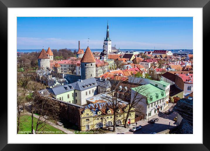 Tallinn downtown aerial view Framed Mounted Print by Maria Vonotna