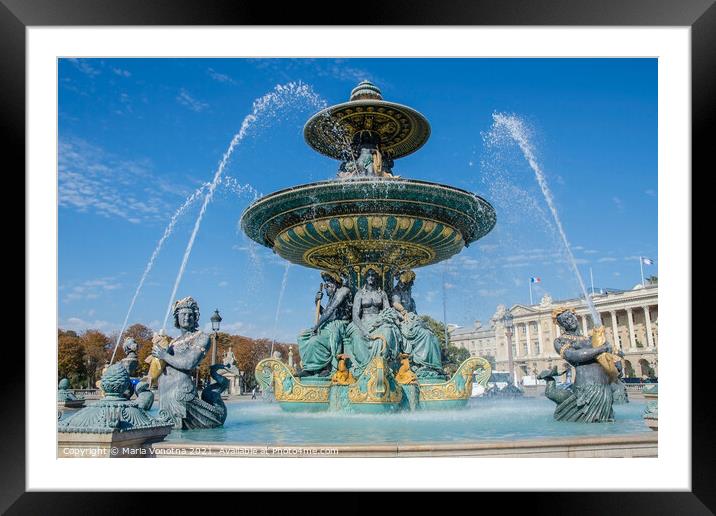Fountain in Paris Framed Mounted Print by Maria Vonotna