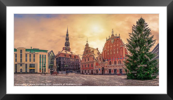 Town Hall square with House of the Blackheads and  Framed Mounted Print by Maria Vonotna