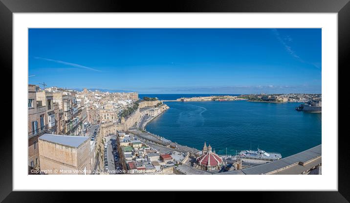 Grand Harbour in Valletta, Malta Framed Mounted Print by Maria Vonotna