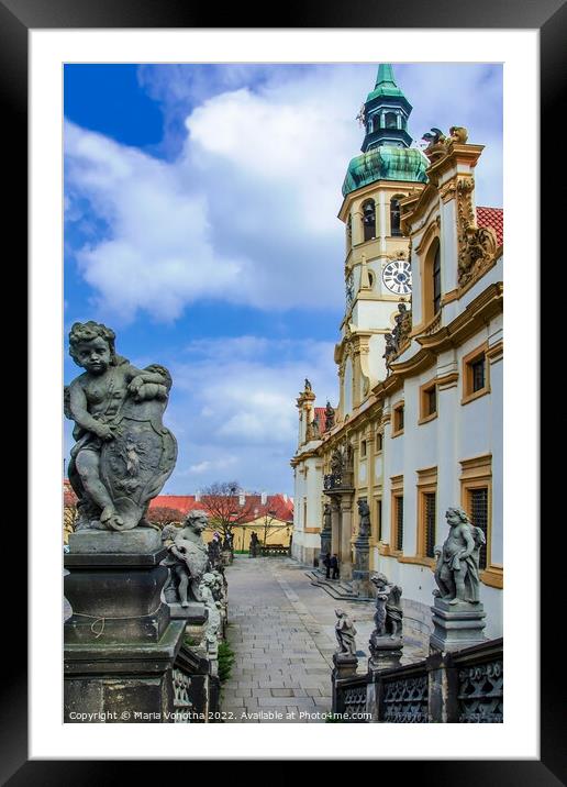 Stairs with stone angels at Loreto Prague church Framed Mounted Print by Maria Vonotna