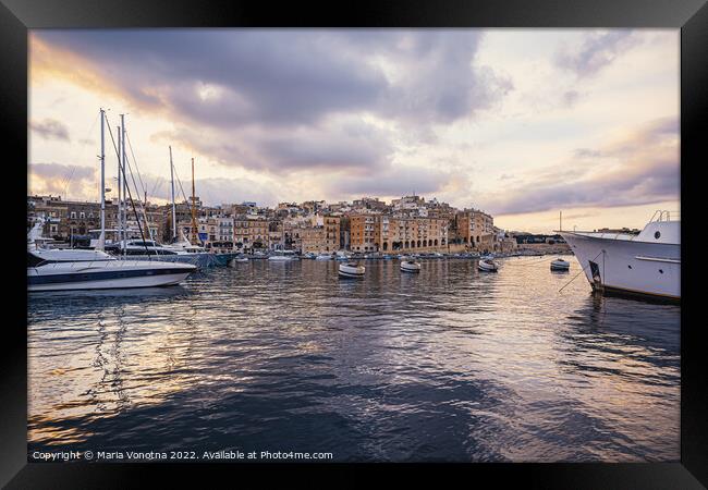 Senglea marina from Vittoriosa in Malta. Framed Print by Maria Vonotna