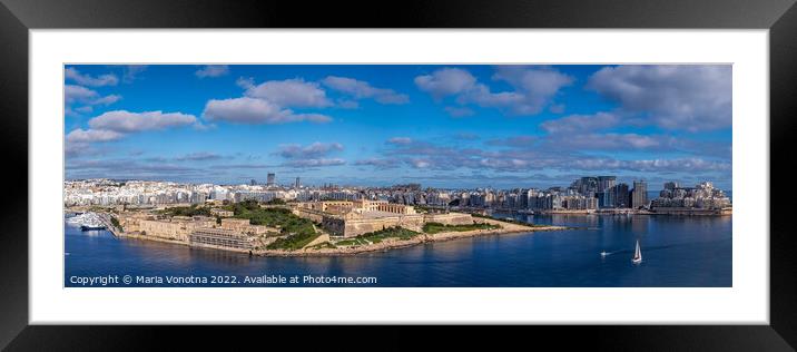 Panoramic view of Fort Manoel and Sliema from Valletta, Malta Framed Mounted Print by Maria Vonotna