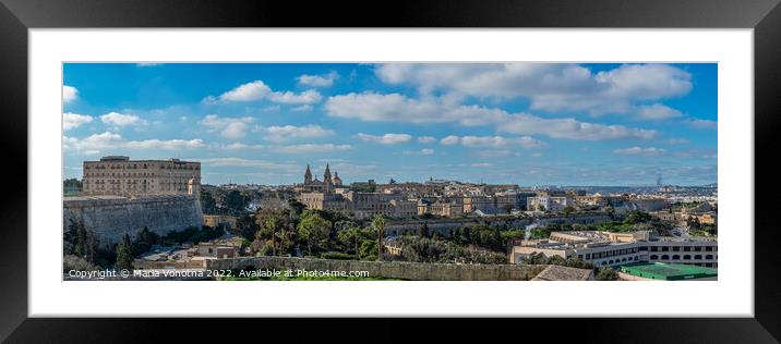 Panoramic view of Valletta old town in Malta Framed Mounted Print by Maria Vonotna