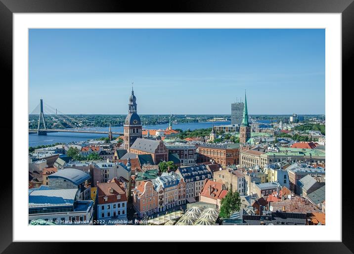 View of Riga city center from above Framed Mounted Print by Maria Vonotna