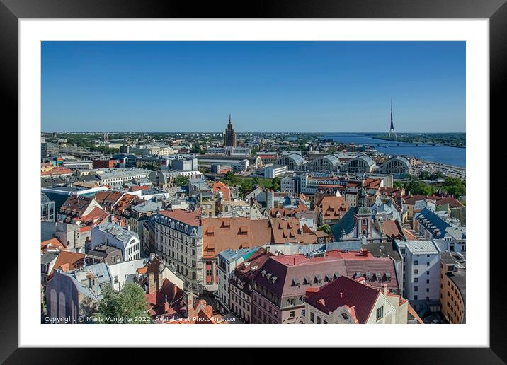 View of Riga old town from above Framed Mounted Print by Maria Vonotna