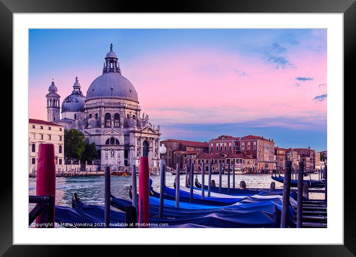 Grand Canal with gondolas and church in Venice Framed Mounted Print by Maria Vonotna