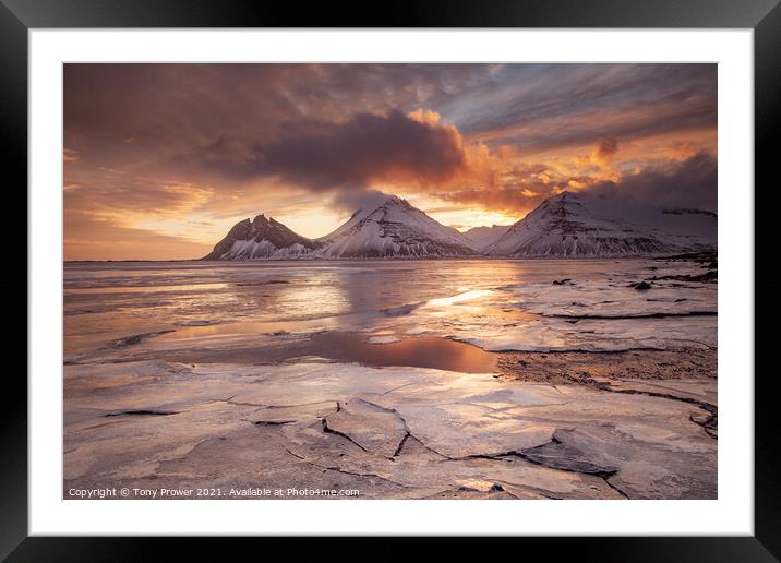 Brunahorn Ice Sunset Framed Mounted Print by Tony Prower