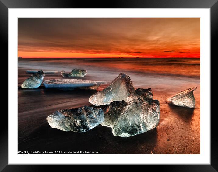 Red Dawn Ice Framed Mounted Print by Tony Prower