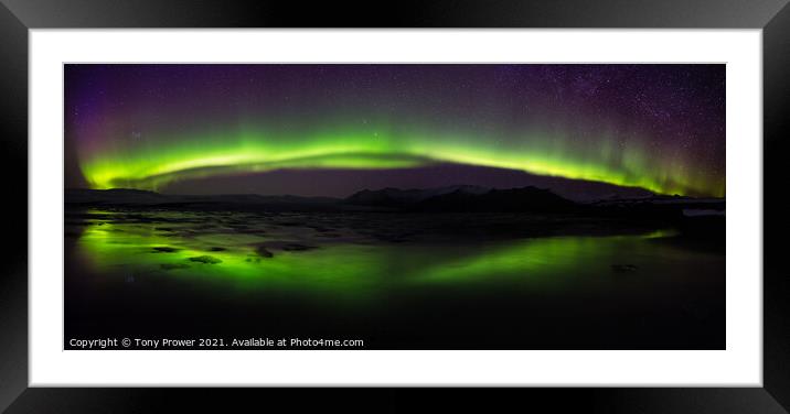 Northern lights pano Framed Mounted Print by Tony Prower