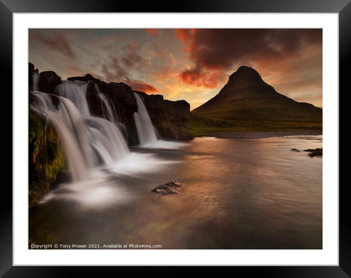 Kirkjufellsfoss waterfall Framed Mounted Print by Tony Prower