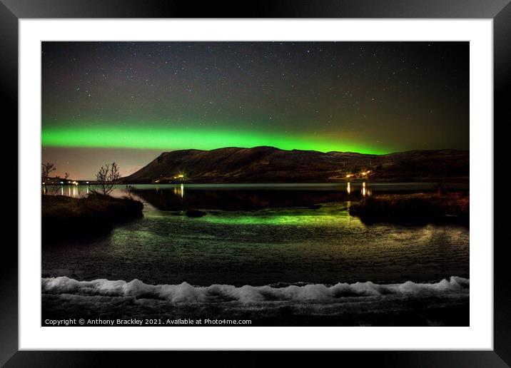 Northern lights lake Framed Mounted Print by Tony Prower