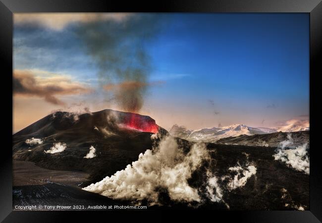 Fimmvörðuháls Volcano Framed Print by Tony Prower