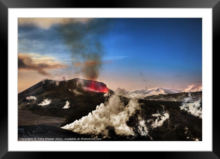 Fimmvörðuháls Volcano Framed Mounted Print by Tony Prower