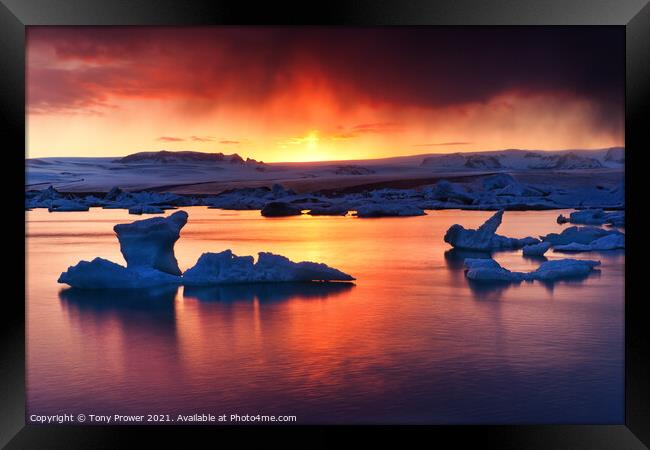 Glacier sun Framed Print by Tony Prower