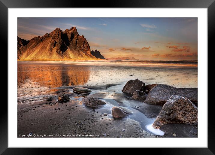 Vestrahorn Beach Framed Mounted Print by Tony Prower