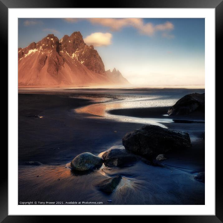 Vestrahorn Square Framed Mounted Print by Tony Prower