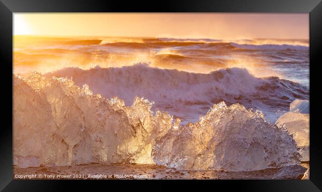 Backlit crystal ice Framed Print by Tony Prower