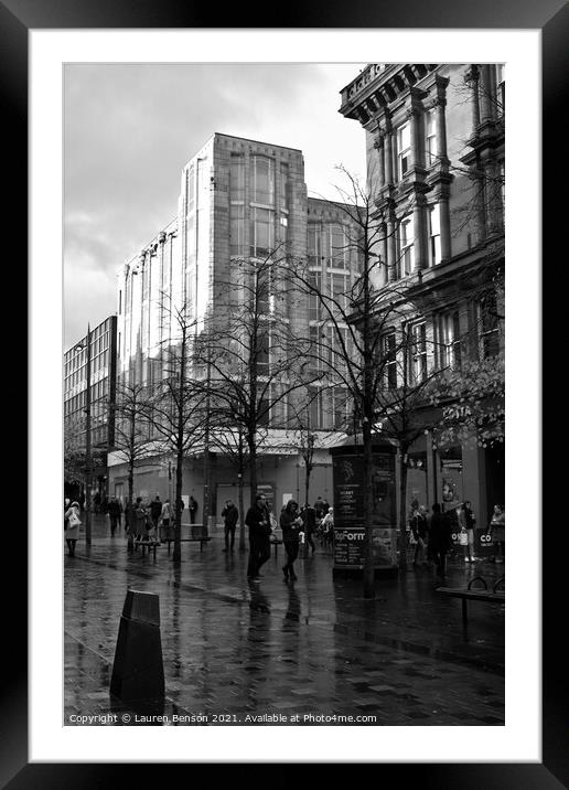 Wet Sauchiehall street, Glasgow Framed Mounted Print by Lauren Benson