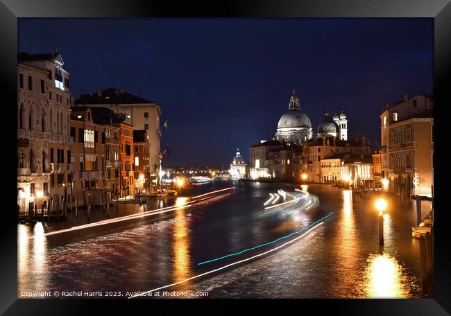 Grand Canal in Venice at night Framed Print by Rachel Harris